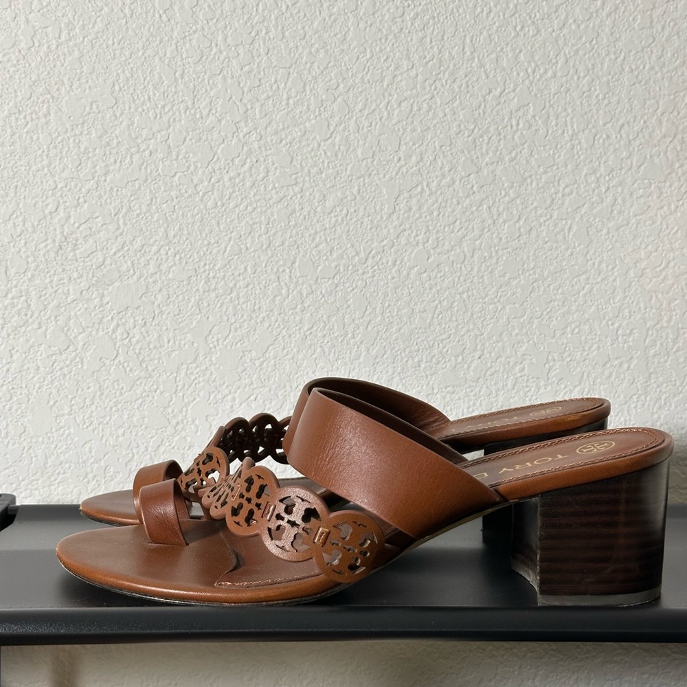 Tory Burch Tiny Miller Toe Ring High Block Sandals w/ Dust Bag